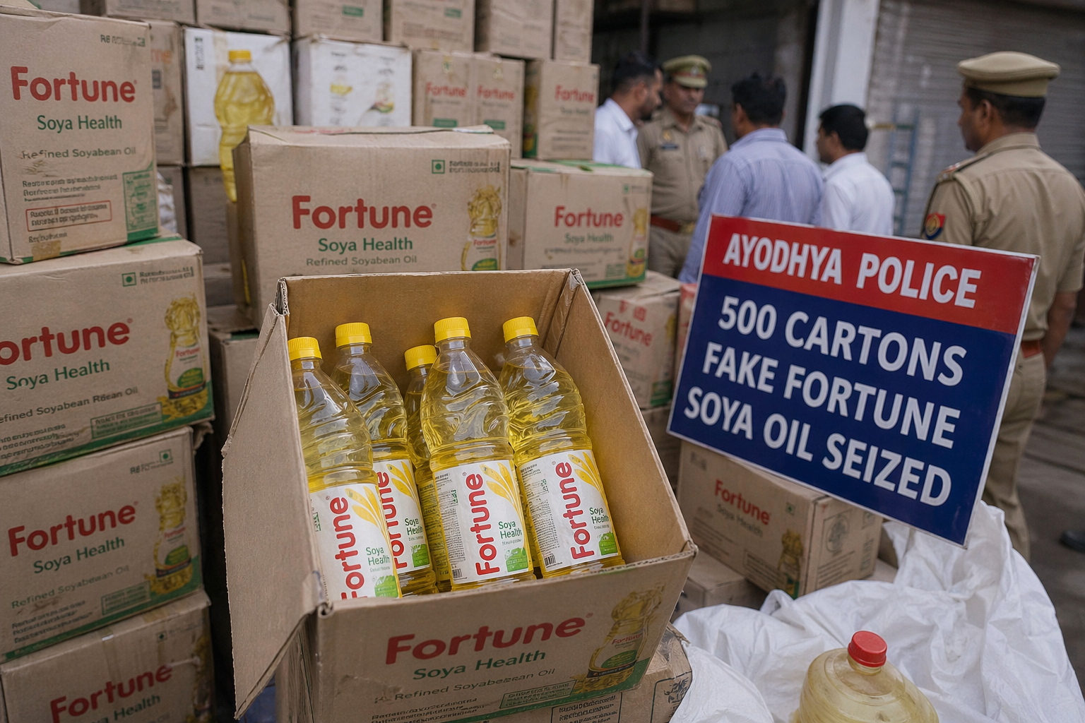 500 Cartons Fake Fortune Oil in Ayodhya? 😳 Police Raid Exposes Big Scam!
