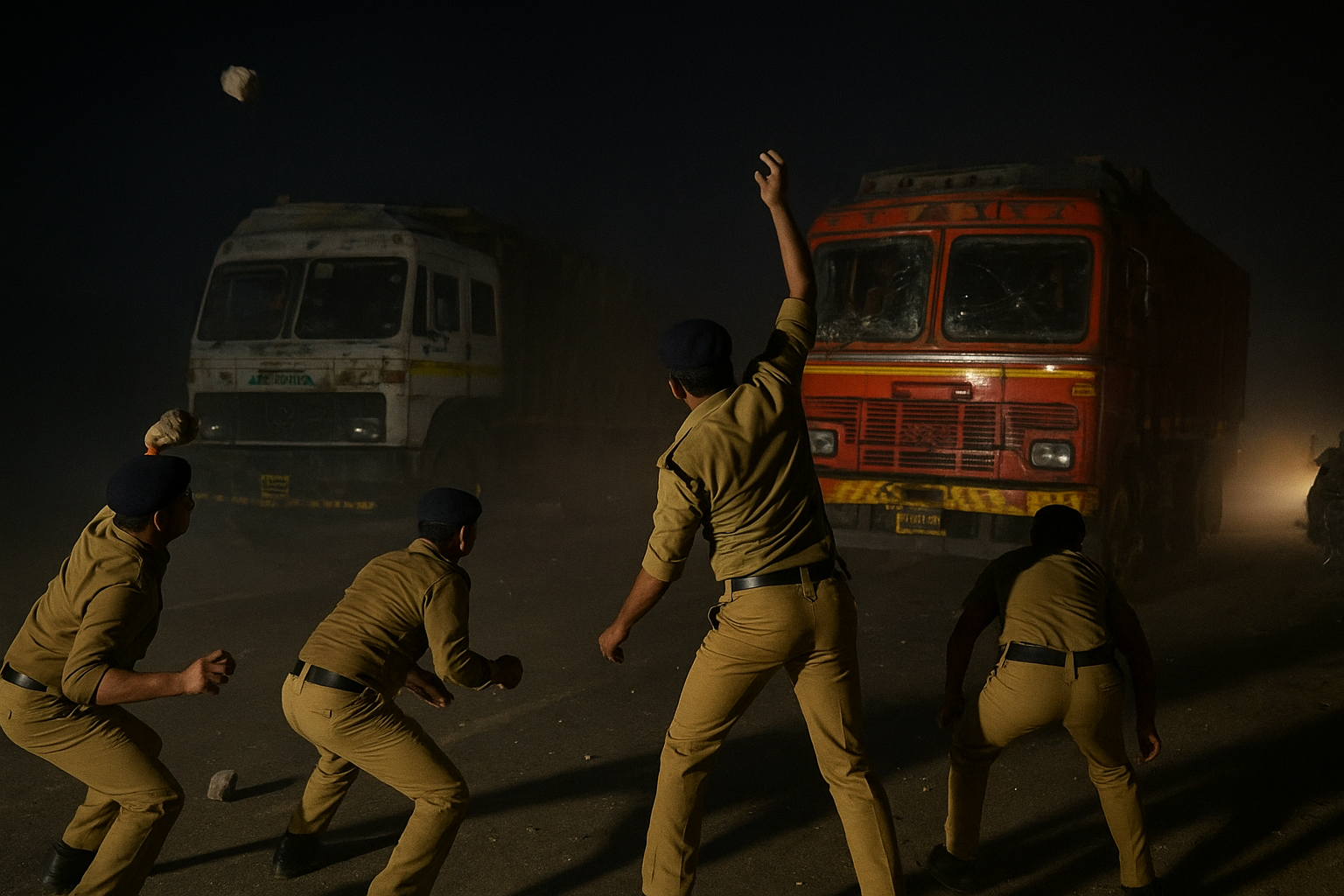 UP Police Stone Pelting Video Sonbhadra Cops Suspended