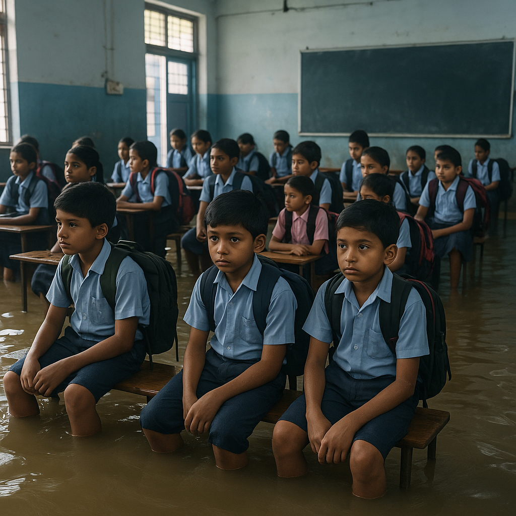 Delhi School Flooded Heavy Rain 2025